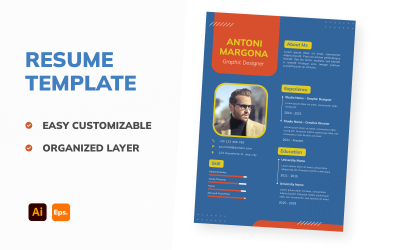 Modello di curriculum creativo blu