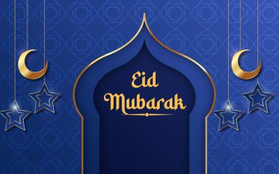 Ramadan blauwe achtergrond met gouden lantaarn en papieren mandala