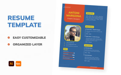 Синій креативний шаблон резюме