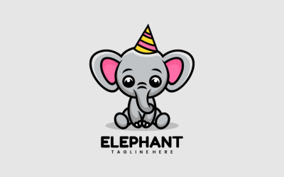 Estilo de logotipo de desenho animado de mascote de elefante