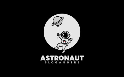 Astronot Maskot Karikatür Logo Stili