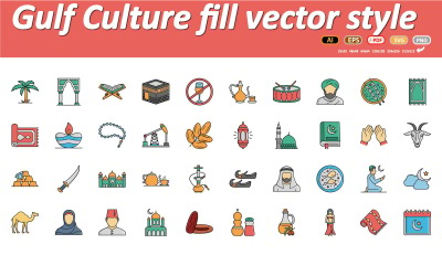 Gulf Culture Vector Ikon | AI | EPS | SVG som enkelt kan ändras