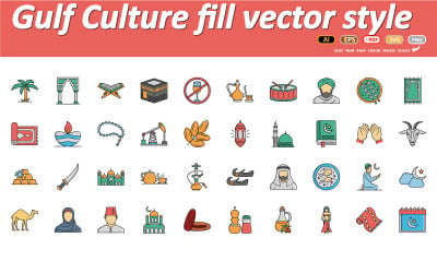 Ikona wektora kultury Zatoki Perskiej | sztuczna inteligencja | EPS | SVG, który można łatwo modyfikować