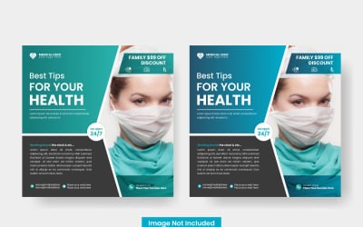 Progettazione sanitaria medica e ospedale per modello quadrato di banner post sui social media
