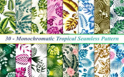 Monochromatisch tropisch naadloos patroon, tropisch naadloos patroon, exotisch naadloos patroon