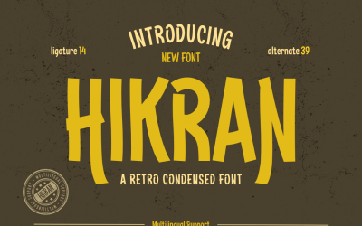 Hikran | Retro komprimierte Schriftart