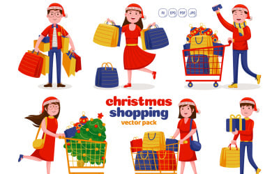 Weihnachts-Shopping-Vektor-Pack