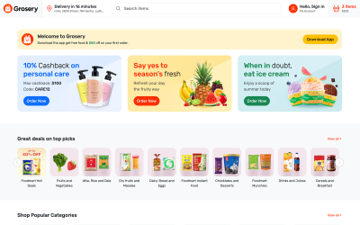 Grosery - Modelo HTML de Supermercado de Mercearia Online