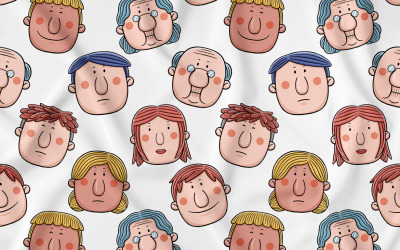 Rosto Bonito Pessoas Padrão Sem Emenda