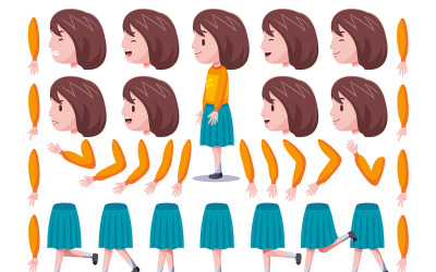Vista Esquerda Conjunto de Criação de Personagens de Garotas Fofas #01