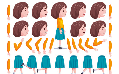 Conjunto de Criação de Personagem de Meninas Fofas Vista Direita #01