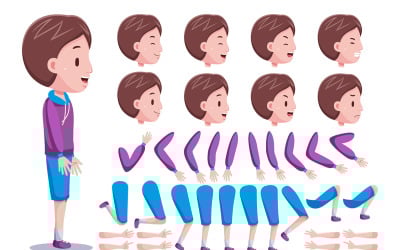 Vue droite Ensemble de création de personnages pour garçons mignons # 04