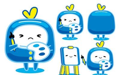Blue Mascot Character (Artist) Vector Illustration