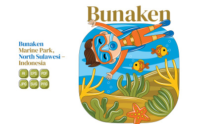 Ilustracja wektorowa parku morskiego Bunaken