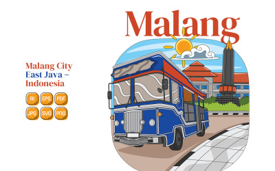 Illustration vectorielle de la ville de Malang