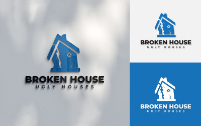 Gebroken lelijk huis huis logo ontwerp