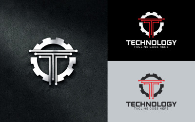 Lettera T Technology Engineering Gear Logo Design