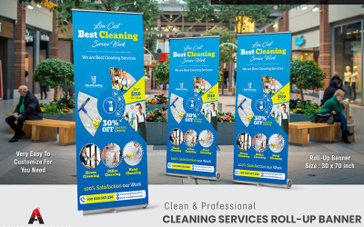 Modelli di banner roll-up per servizi di pulizia e disinfezione