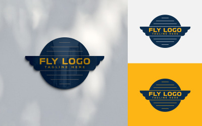 Modello di progettazione del logo del cerchio delle ali di mosca