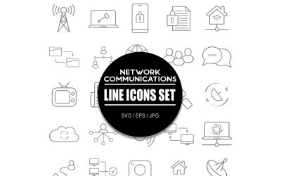 Netzwerk- und Kommunikations-Icon-Set-Bundle