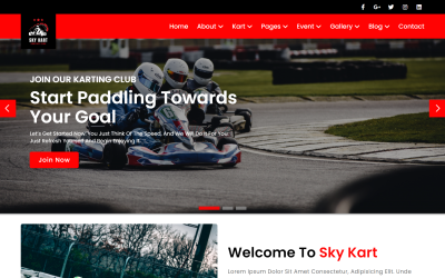 Sky Kart - Karting Club HTML5 webbplatsmall