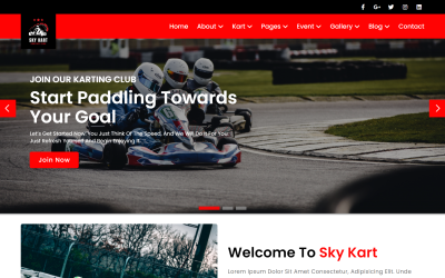 Sky Kart - modelo de site HTML5 do clube de kart