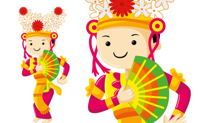 Danza Legong de Bali Vector Ilustración