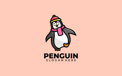 Disegno del logo del fumetto della mascotte del pinguino