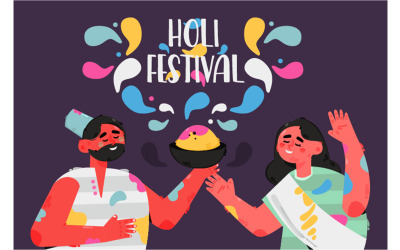 Leute, die Holi-Festival-Illustration feiern