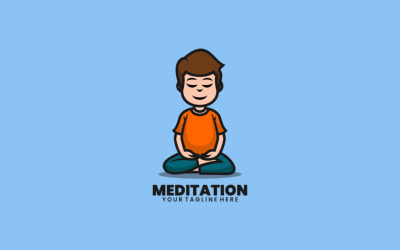Meditation maskot tecknad logotyp