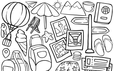 Путешествие Doodle Vector Line Art # 02
