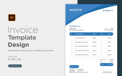 Corporate Invoice Design Template Bill form Business Payments Details ...