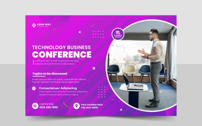 Business technology conference webinar flyer template and event banner invitation layout