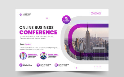Corporate business conference invitation banner or live webinar event flyer template