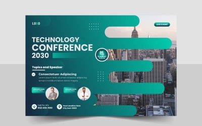Creative technology conference webinar flyer template. event invitation banner layout