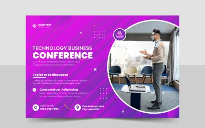 Obchodní technologie konference webinář leták šablona a rozložení pozvánky banner události