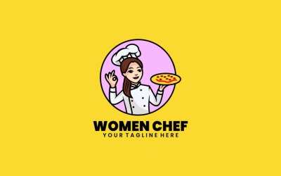 Vrouwen chef-kok cartoon logo-stijl