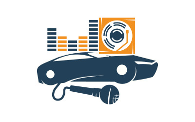 Modelo de vetor de símbolo de ícone gráfico de logotipo de carro de áudio