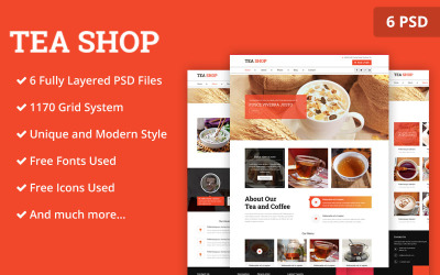 Чайний магазин PSD шаблон веб-сайту