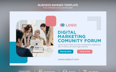 Digitális Marketing Közösségi Fórum üzleti banner tervezősablon