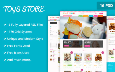 Modello di sito Web PSD del negozio di giocattoli