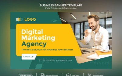 Modelo de design de banner de negócios de agência de marketing digital.