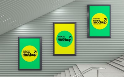Subway Three Sign Mockup 01