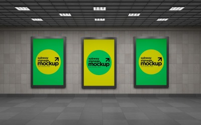 Subway Three Sign Mockup 05