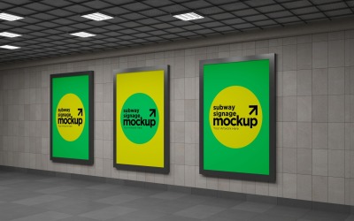 Subway Three Sign Mockup 06