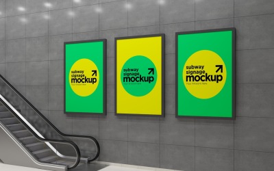 Subway Three Sign Mockup 09