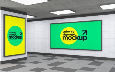 Subway Two Signage Horizontal and vertical Mockup 01