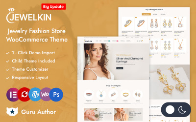 Jewelkin - Tema adaptable para Elementor WooCommerce para tienda de moda y joyería