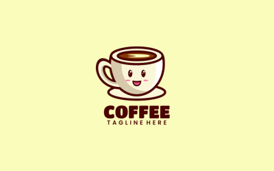 Kaffe maskot tecknad logotyp