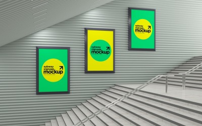 Subway Three Sign Mockup 02
